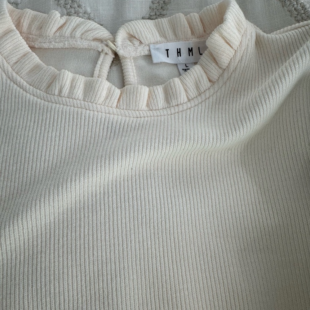 HTML balloon short sleeve sweater
